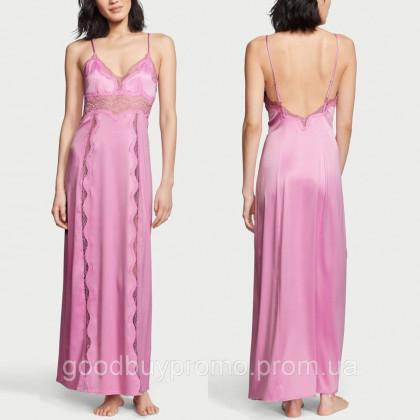 Пеньюар Victoria's Secret Lace-Inset Long Slip Lilac Chiffon XL