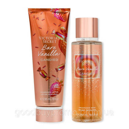 Парфумований набір для тіла Victoria’s Secret Bare Vanilla Candied Спрей (250 мл) + Лосьон (236 мл)