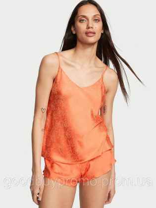 Атласный жаккардовый комплект на бретельках Satin Jacquard Cami Set Size M