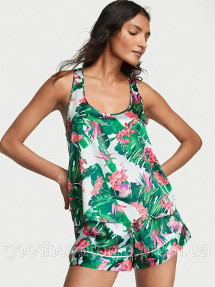 Піжама Victoria's Secret Satin Short And Racerback Tank Tropic Blue Size M