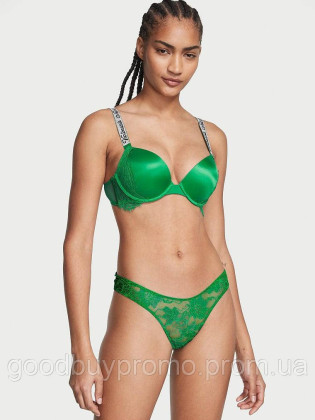 Мереживний бюстгальтер пуш-ап Shine Chain Strap Verdant Green Size:38B
