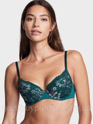 Мереживний бюстгальтер-демі з легкою підкладкою Deepest Green Shimmer Size 36 C