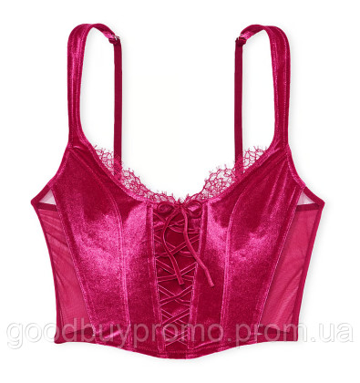 Оксамитовий корсетний топ без підкладки Victoria's Secret Unlined Lace-Up Corset Top