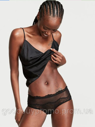 Трусики Victoria’s Secret Lace & Mesh Cheeky Panty Black