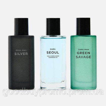 ZARA MAN SILVER + GREEN SAVAGE + SEOUL (набір 3х40 мл)