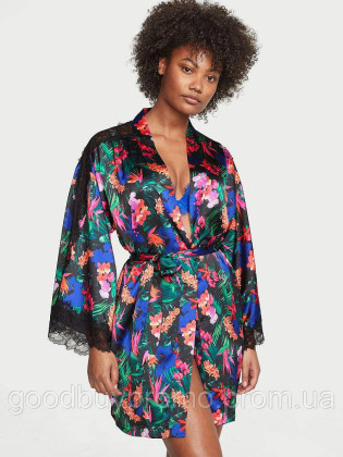 Атласний халат Lace Inset Robe Size M/L