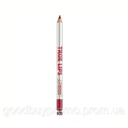 Олівець для губ True Lips №08 Red Silk — Червоний шовк | Водостійкий, матовий, стійкий 24 год