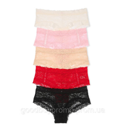 Комплект жіночих трусиків Victoria’s Secret 5-Pack Lace Cheeky | Мікс кольорів Size L