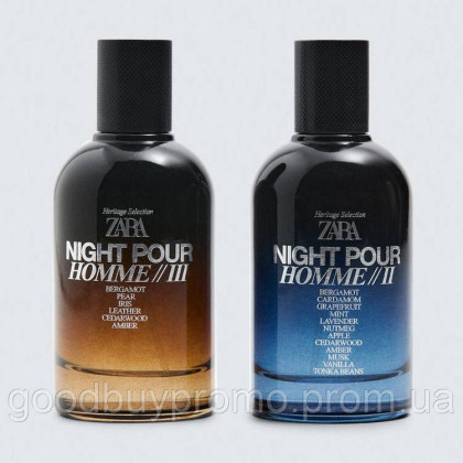 Набір чоловічої парфумованої води | 2 × 100 мл | Оригінал ZARA NIGHT POUR HOMME II & III ,2 X 100 МЛ (3.4 FL. OZ)