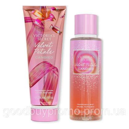 Парфумований набір для тіла Victoria’s Secret Velvet Petals Candied Спрей (250 мл) + Лосьон (236 мл)